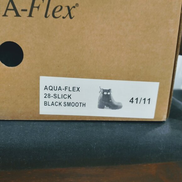 Aqua-Flex 28-Slick Black Smooth Vegan Leather Jewel Boot Size 41/11 - Picture 6 of 8